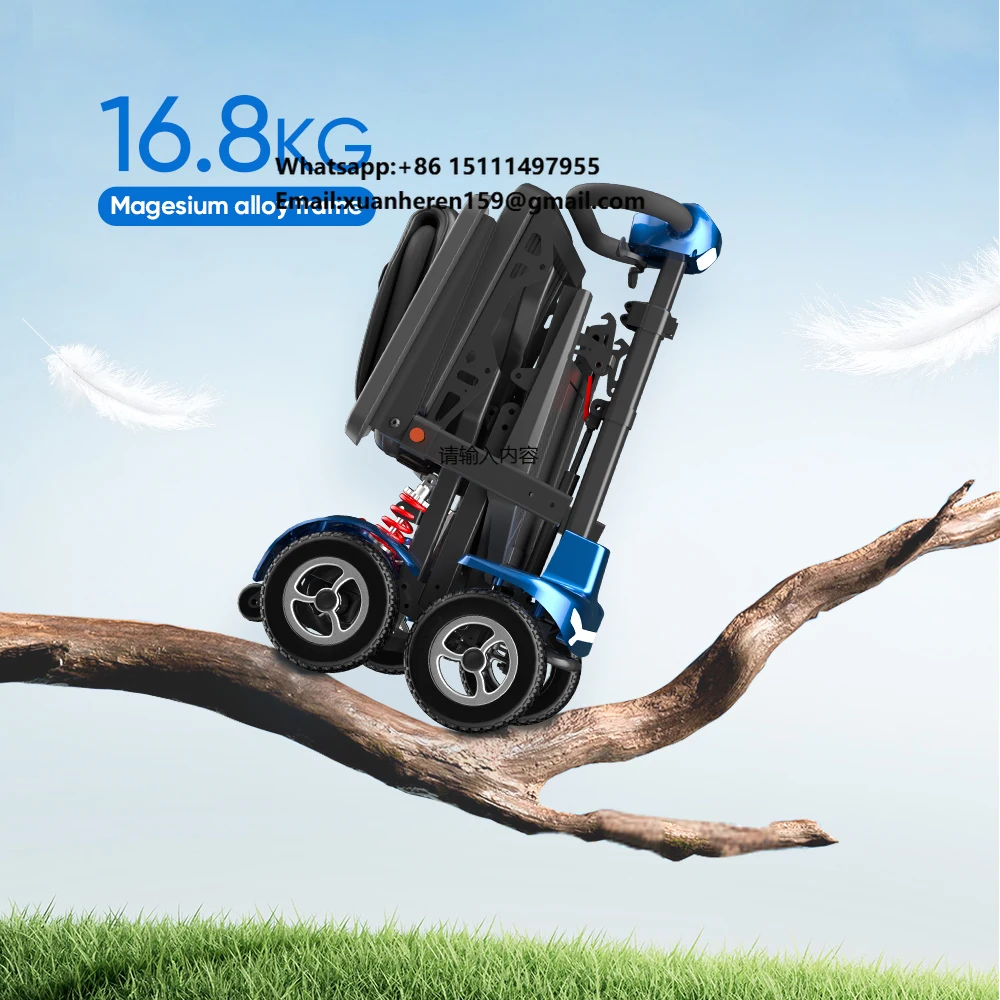 Aircraft-Approved Travel Foldable Lightweight Mobility Scooter 16.8Kg Magnesium Alloy Ultra Light Electric Scooter for Seniors