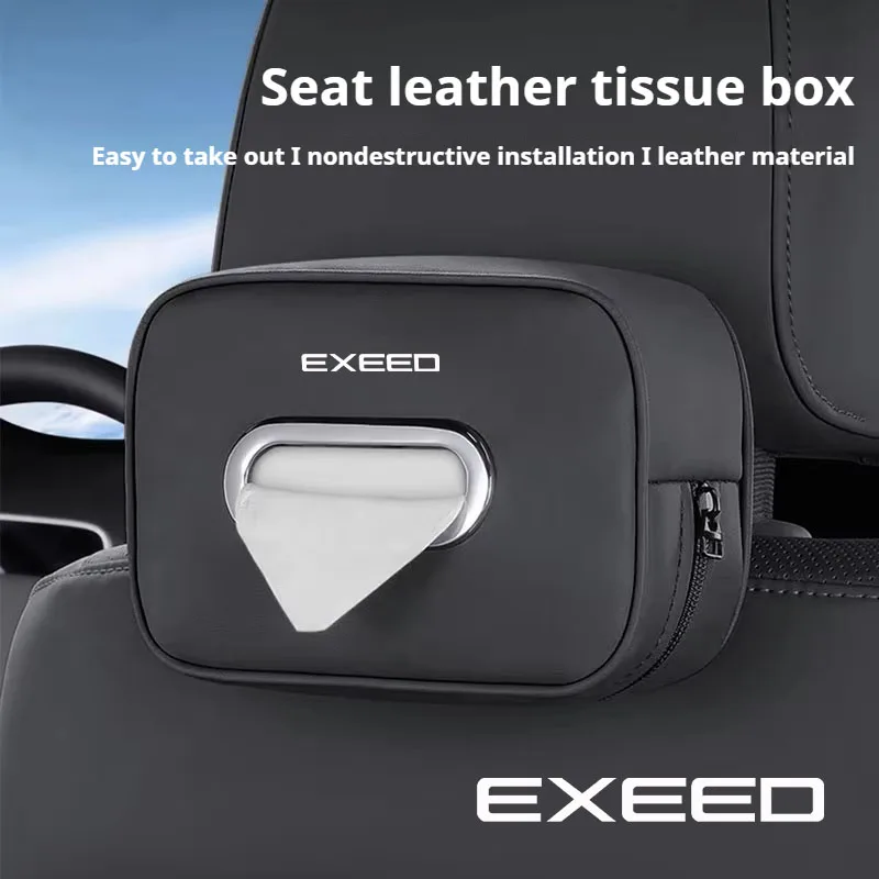Car Tissue Box Microfiber Leather for Chery EXEED RX LX TXL AtlantiX ET ES VX Car Armrest Paper Towel Storage Bag Accessories
