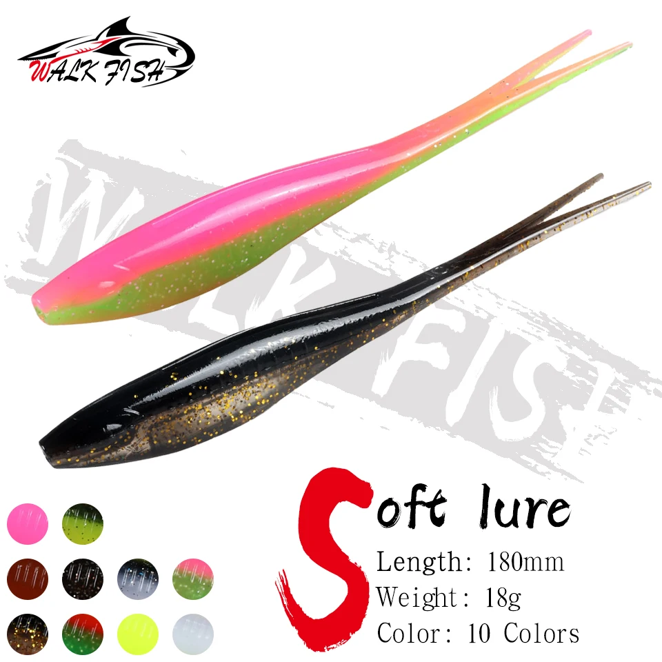 WALK FISH 3 pièces 180mm 18g appât souple flottant goutte tir leurre de pêche en forme de V queue fendue nageur ver pêche en eau douce