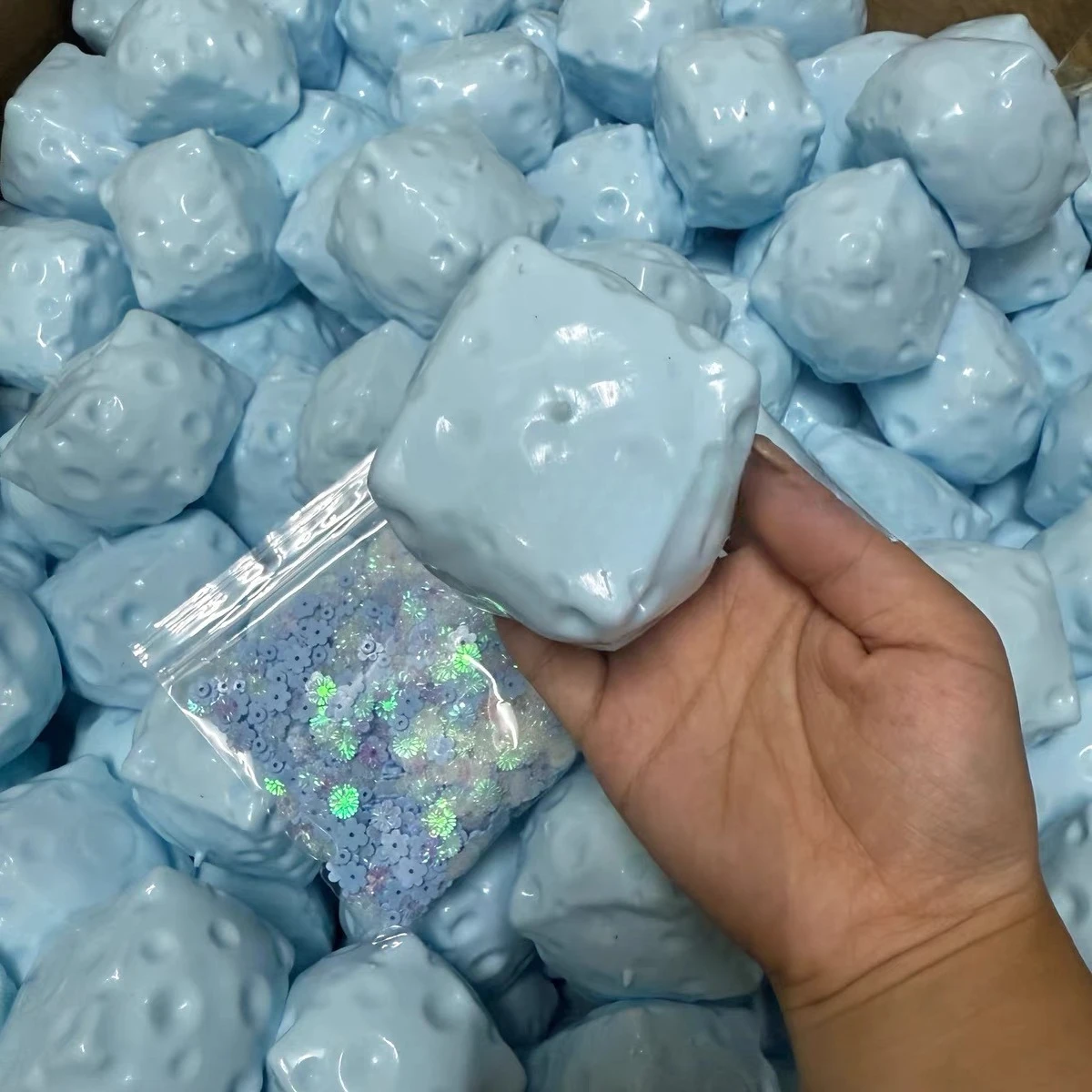 Handmade Ball Crunchy Cheese Cube Stress Ball Big Cheese Shapeable Squeeze Ball Non-Bounce Fidget Toy ASMR Sensory Anti-Stress - view 3