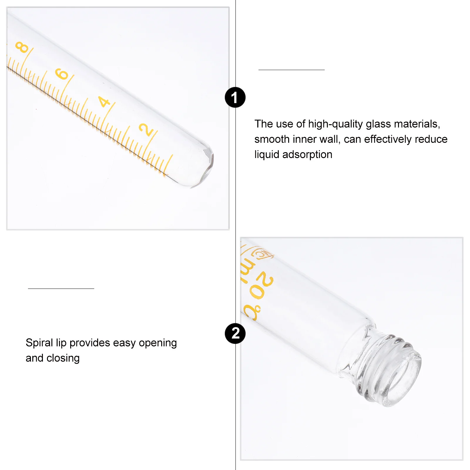 

2Pcs 10ml Glass Test Tubes Spiral Microcentrifuge Vials Leakproof Sample Storage Container Laboratory Use