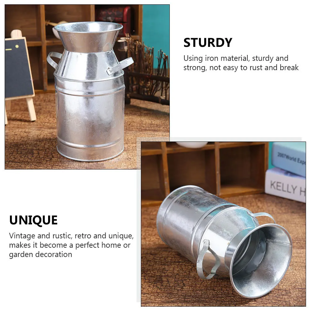 

2pcs Iron Bucket Vintage Farmhouse Style Metal Flower Vase Rustic Decorative Pot For Home Garden Wedding Party Desktop Ornament