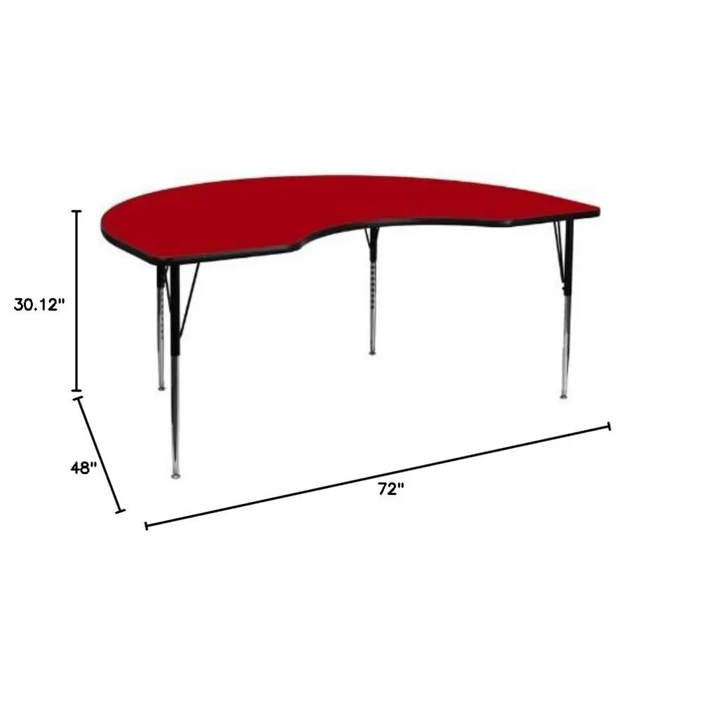 

48W x 72L Kidney Red Thermal Laminate Activity Table Standard Height Adjustable Legs