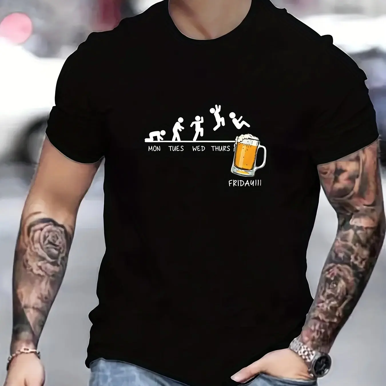 

Футболка À Manches Courtes Pour Hommes, 100 Coton, Décontracté, Imprimé Bière, Été