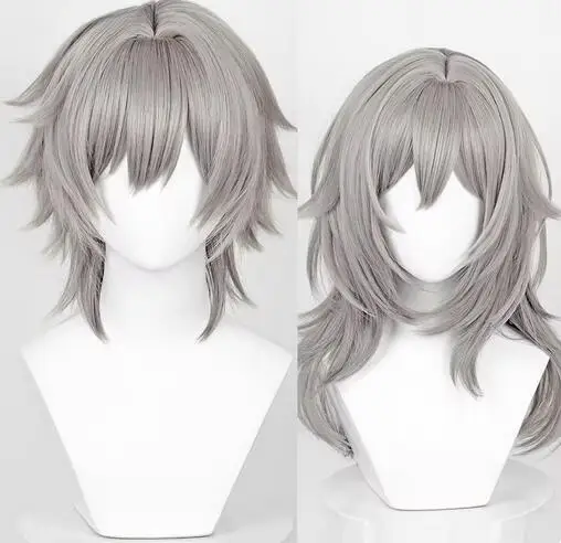 Game Honkai: Star Rail Trailblazer Caelus Stelle Cosplay Wigs with Bangs Synthetic Long Short Straight Gray Hair Wig for Party