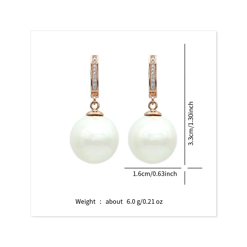 SHENJIANG New Fashion Colorful Round Red Simulated-pearl Drop Earrings For Women Wedding Elegant 585 Rose Gold Color Jewelry