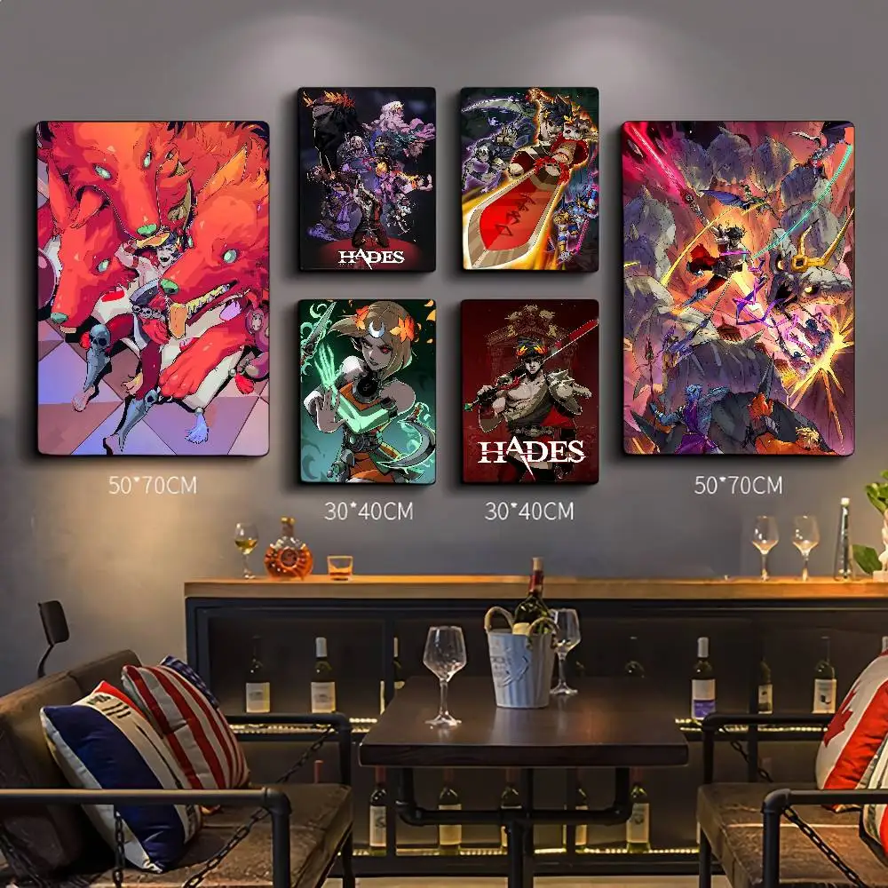 Game Hades Anime-Poster, selbstklebende Wandkunst in HD-Qualität, Retro-Poster für Zuhause, Kawaii-Raumdekoration
