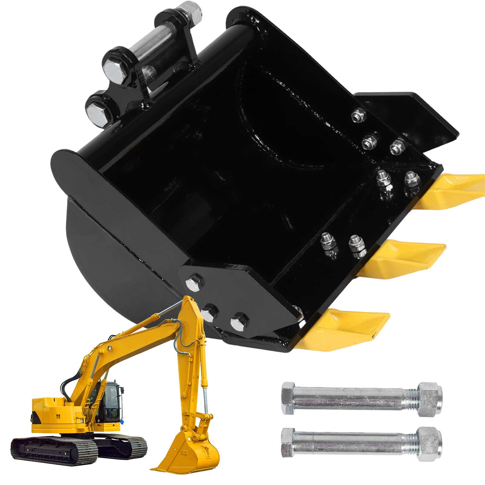 

15.75in/400mm Mini Excavator Attachment Compatible with 0.8-1.8T Diggers 0.98in Hole 3.46in Center Wheelbase with Metal Teeth
