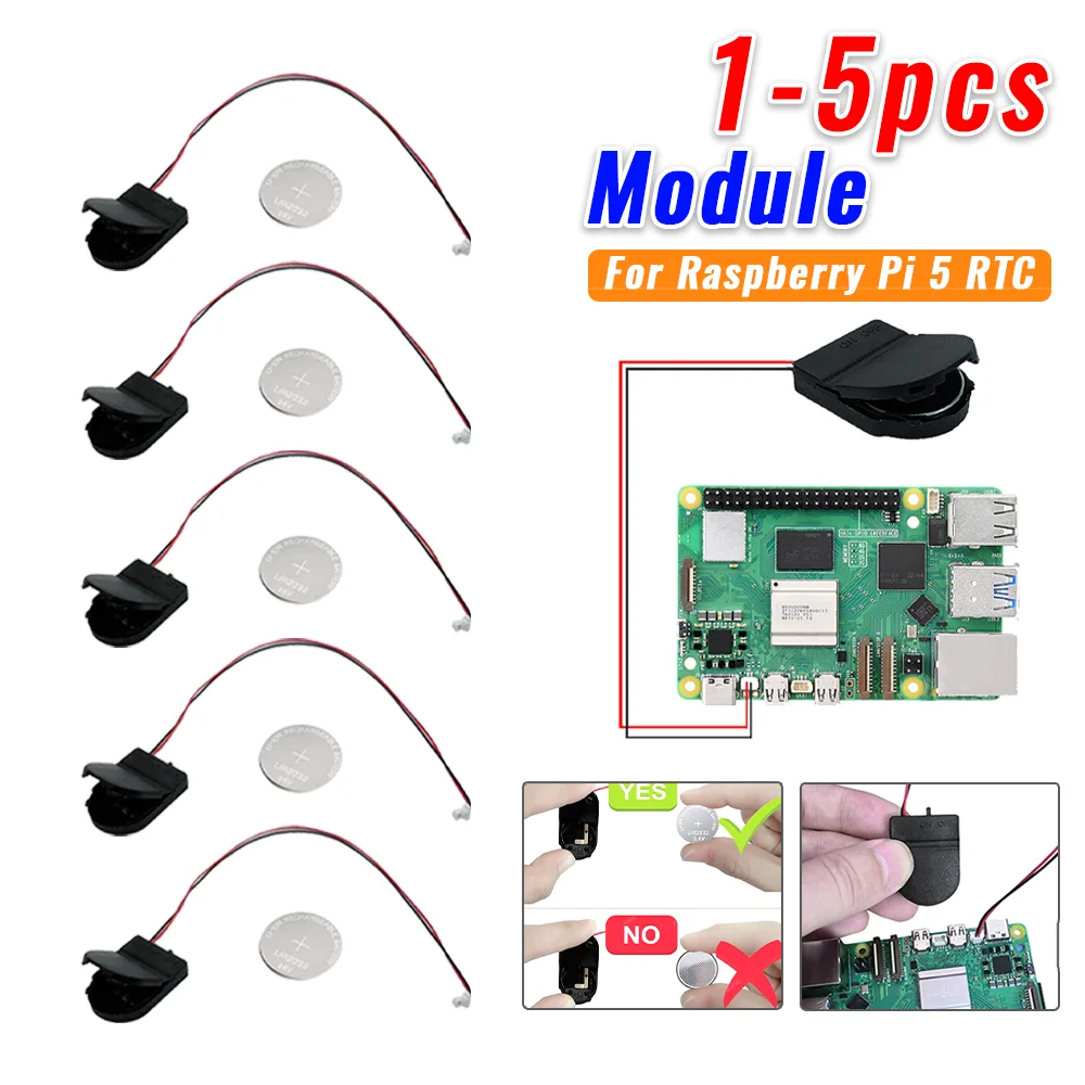 For Raspberry Pi 5 RTC Battery Box Real Time Clock Holder with Battery/without Battery Real-time Clock Battery Module for RPI 5