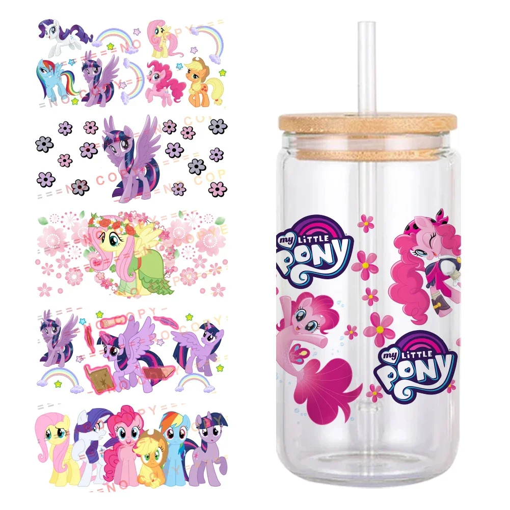 Cartoon My Little Pony Pattern UV DTF Transfer Sticker Waterproof Transfers Decals For 16oz Glass Cup Wrap Stickers