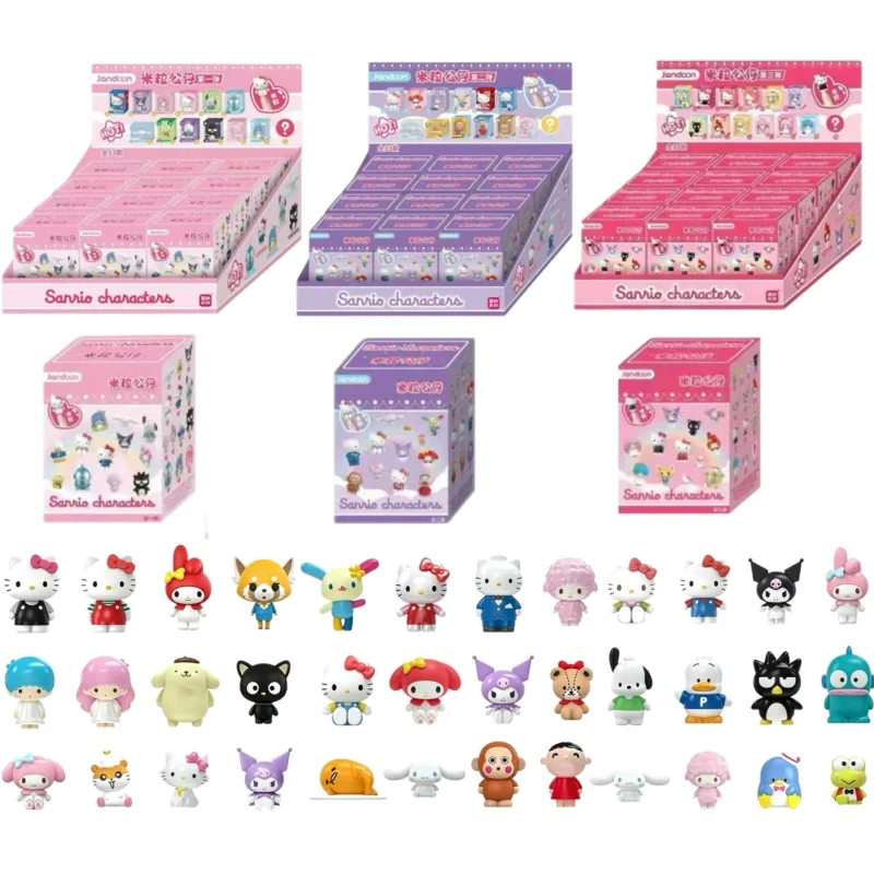 JANDOOM Original Anime Sanrio Kuromi Hello Kitty Pochacco Cinnamoroll Melody Anime Mini-Figur Reiskorn-Puppe Sammlermodell