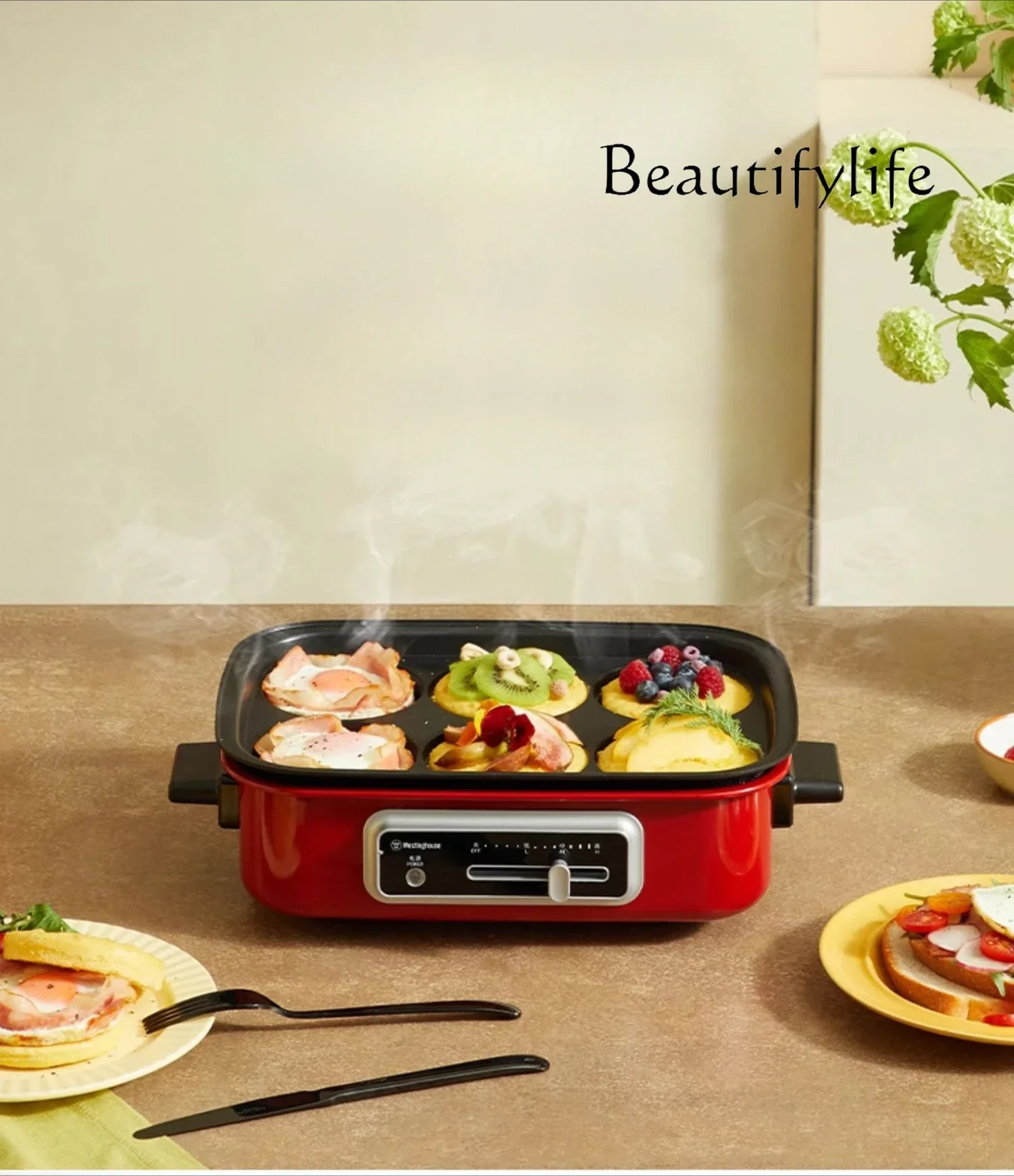 Multifunctional cooking electric barbecue meat boiler pot integrated household cooking fried electric hot pot