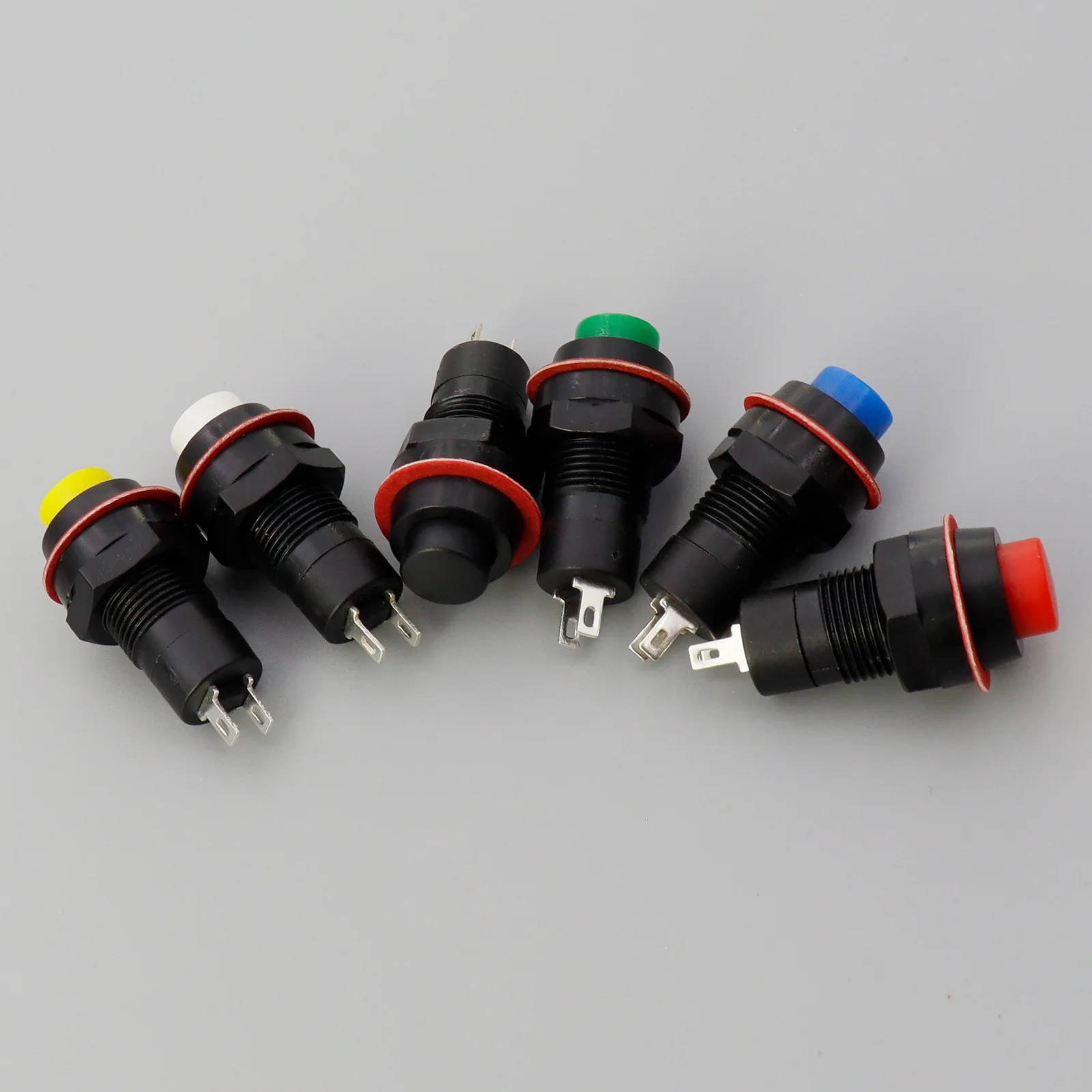 5PCS DS-213 Round Push Button Switch 10mm | Momentary Self-Resetting | Multi-Color (Red, Black, White, Yellow, Green, Blue)