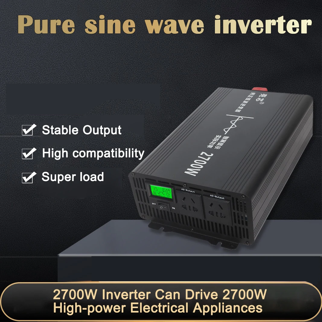 

2700W 5400W Pure Sine Wave Inverter 12v 220v Power DC 12V-72V To AC 110V 220V Converter Solar Car Inverters Off Grid Digital