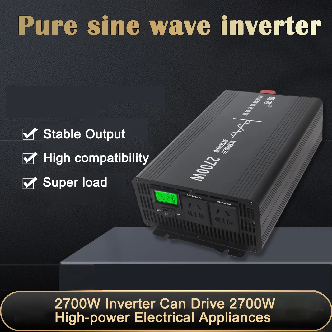 2700W 5400W Pure Sine Wave Inverter 12v 220v Power DC 12V-72V To AC 110V 220V Converter Solar Car Inverters Off Grid Digital