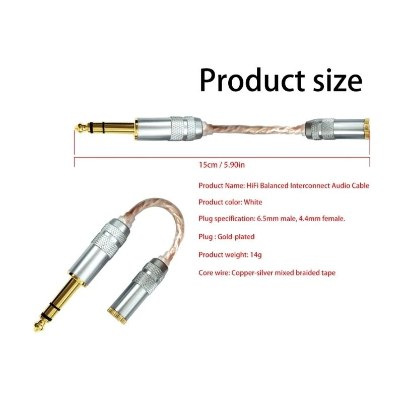 6.35mm to 4.4mm Adapter Cable Balanced Wire Line for Superior Experience 83CF