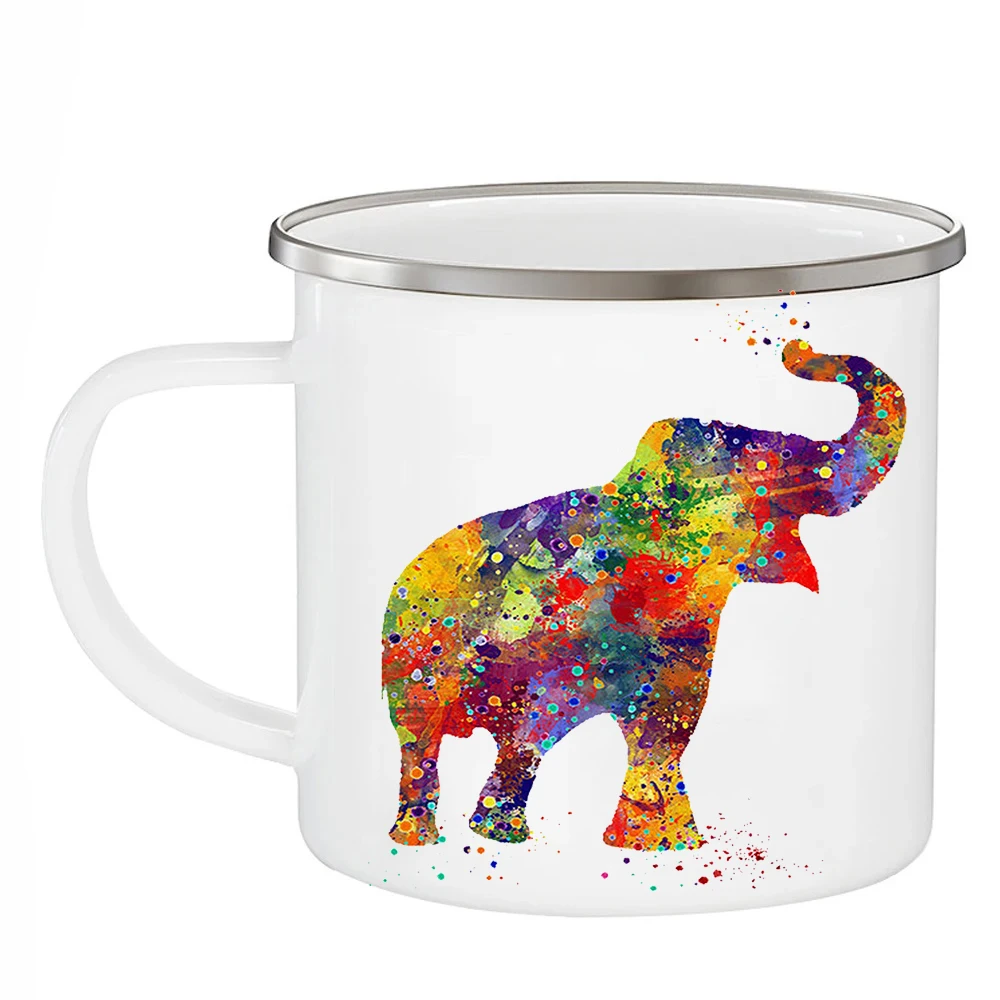 Watercolor Elephant Cups Nursery Art Enamel Mugs 12OZ Kids Children Gifts Coffee Mugs Home Decal Juice Milk Water Mugs Drinkware