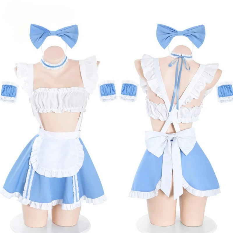 

Anime Maid Lolita Dress Sexy Cosplay Costumes Sexy Lingerie Attire Aprontie Up Uniform Bow Tie Sweet Erotic Uniform Skirt Set