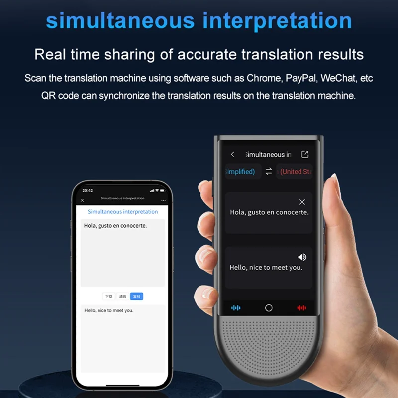 

ABSQ-AI 4G Translator Recorder 148-Languages Real-Time Offline Translation Voice Photo Chatgpt Compatible
