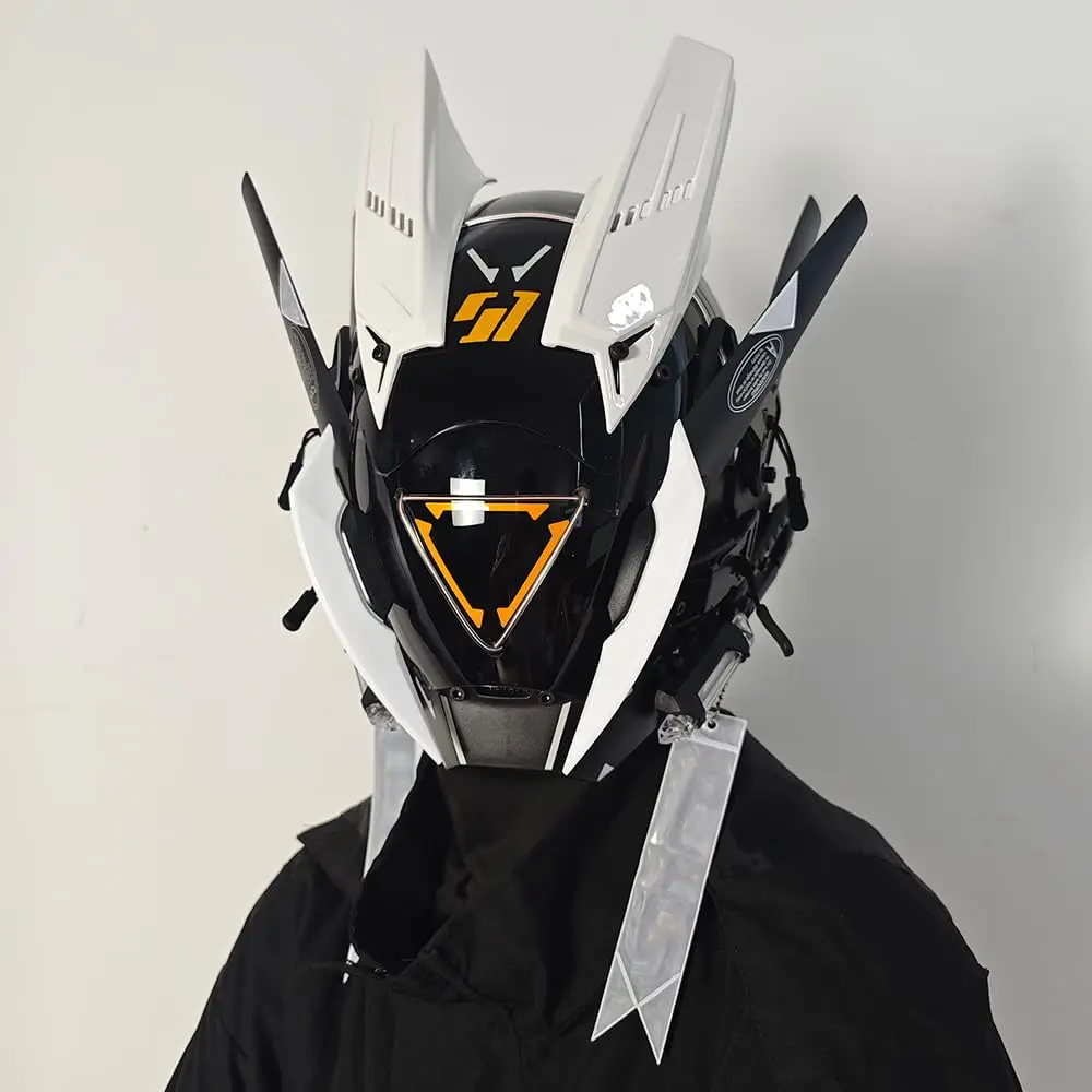 JAUPTO Punk Mask Cosplay per uomo, triangolo Light Mask Cosplay Halloween Fit Party Music Festival accessori