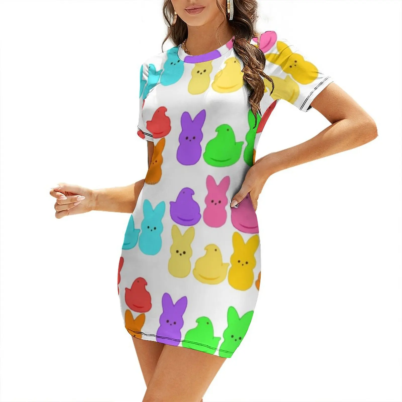 

Easter peeps! Short Sleeved Dress long dress women summer ladies dresses for special occasions summer clothes for women