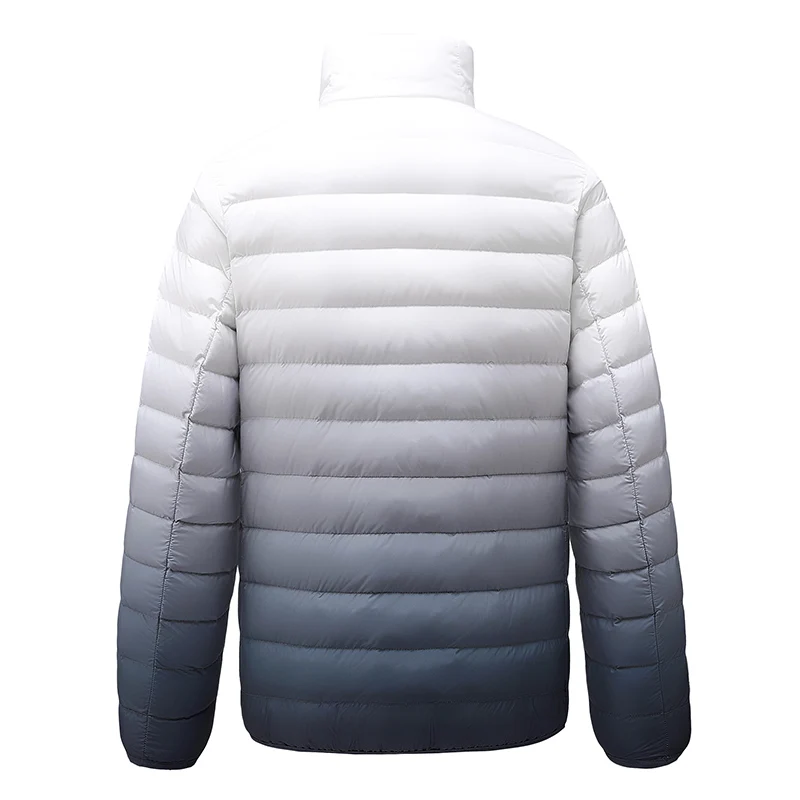 Top Grade Männer Kurze Ultra Leichte Daunen Jacke Neue Mode Stehen Kragen Farbverlauf 90% Weiße Ente Unten Puffer Parkas