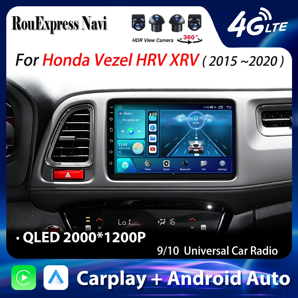 Android 16 For Honda Vezel HR-V HRV XRV 2015 2016 2017 2018 2019 2020 Car Radio Multimedia Player GPS Navigation Stereo Screen