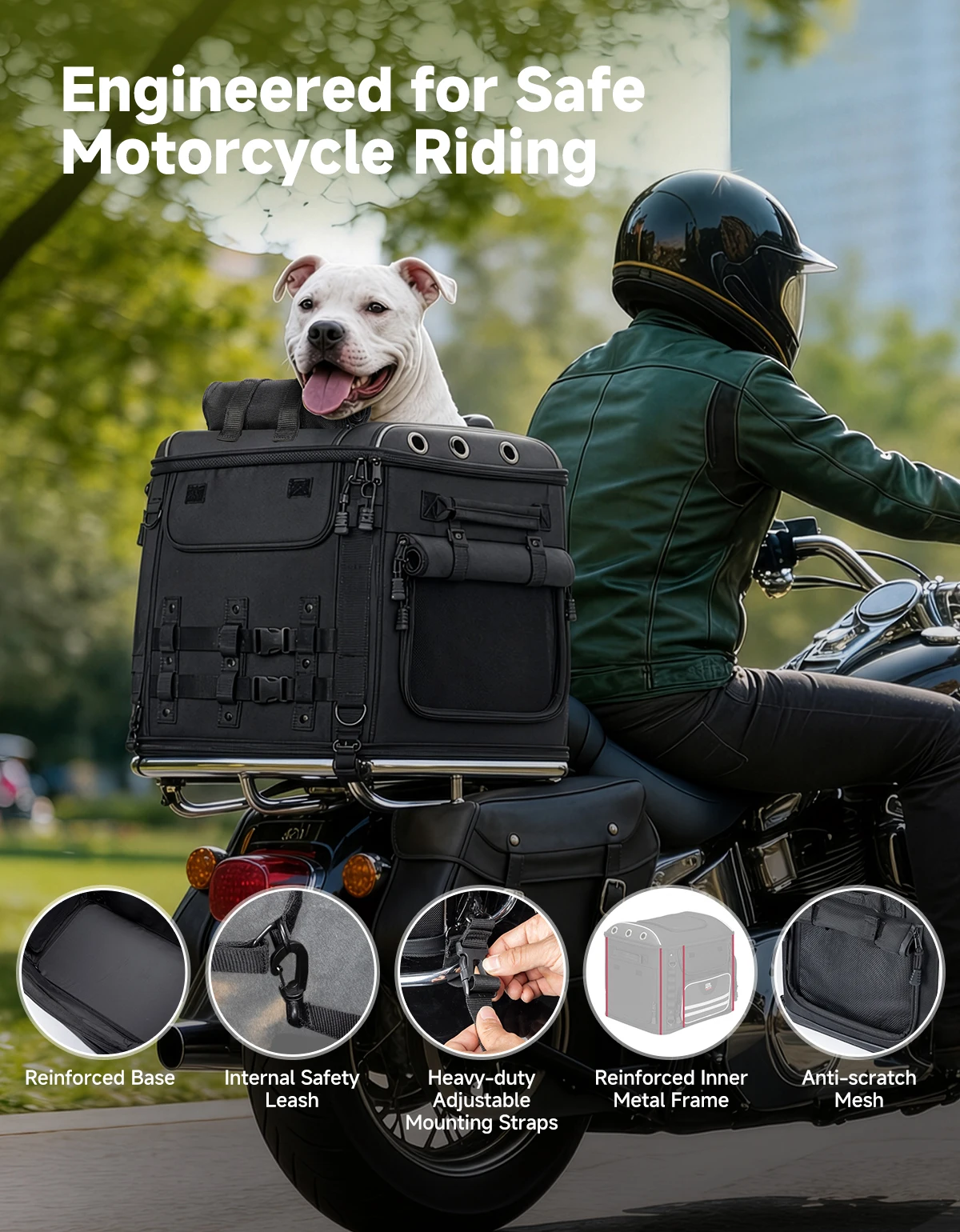 Motorcycle Pet Carrier Bag Dog Cat Bag for Street Glide Road King Electra Glide Passenger Seat Luggage Rack Touring Trike Models