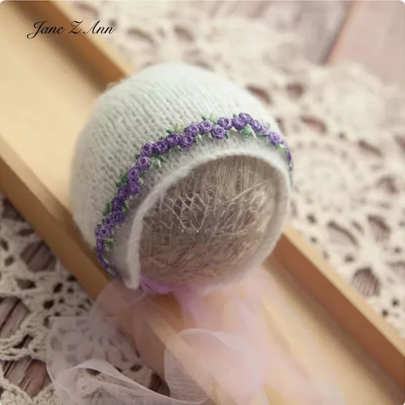 Newborn Photography Hat Lace Countryside Hat Baby infant  Photo props Knitted Flower Shaped bonnet