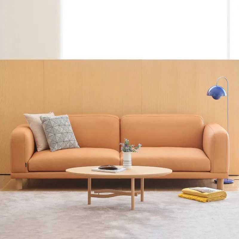 Sofa, Nordic healing warm color imported leather double lazy sofa