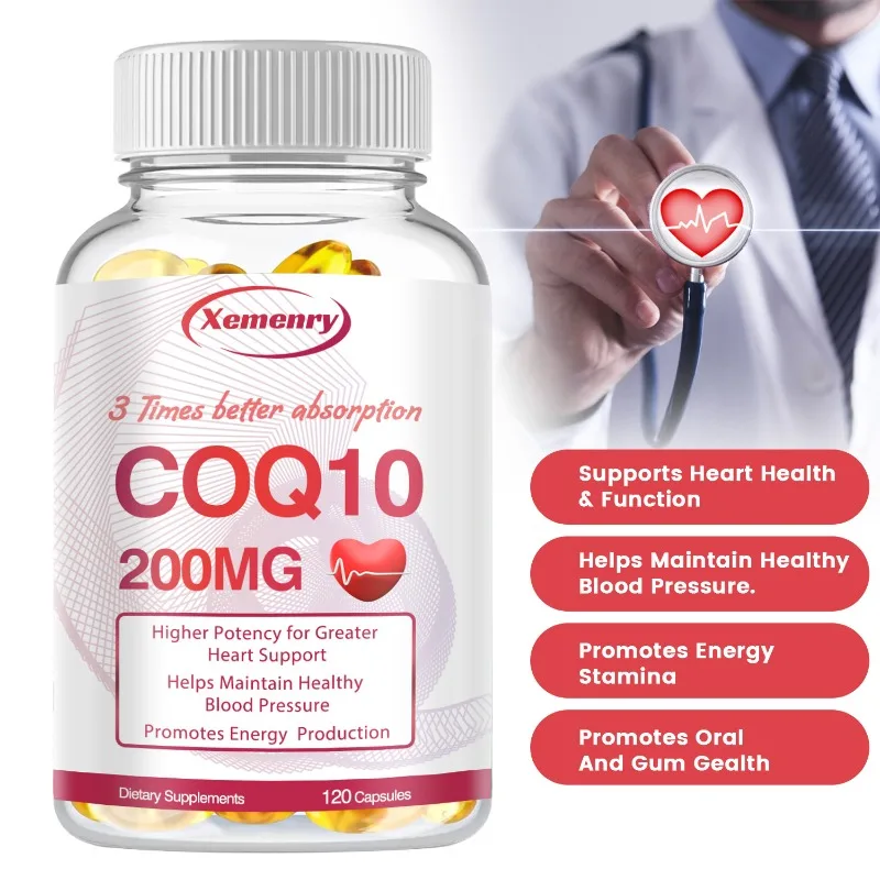 

Coenzyme Q10 Capsules 200mg - Absorption, Provide Energy, Support Heart and Cardiovascular Health, Metabolism, Boost Immunity