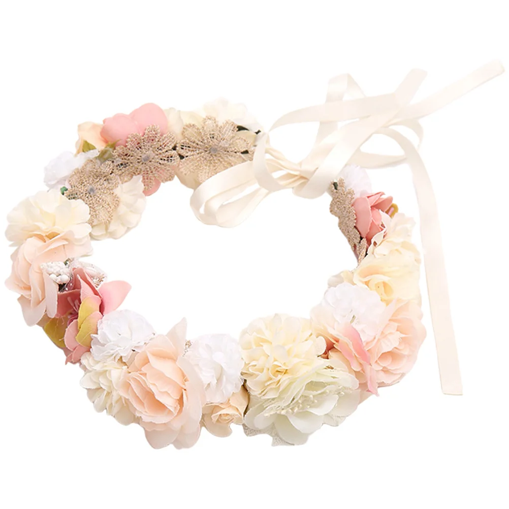 

Silk Flower Wreath Tiara Headb Bride Hairb Crowns Women Girls Bridal Floral Accessories Bright Colors Sweet Fashionable Wedding