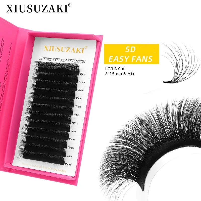 XIUSUZAKI 5D Easy Fanning Eyelash Extensions Russian Volume Lashes Fast Bloom Austomatic Flowering Natural Makeup Beauty