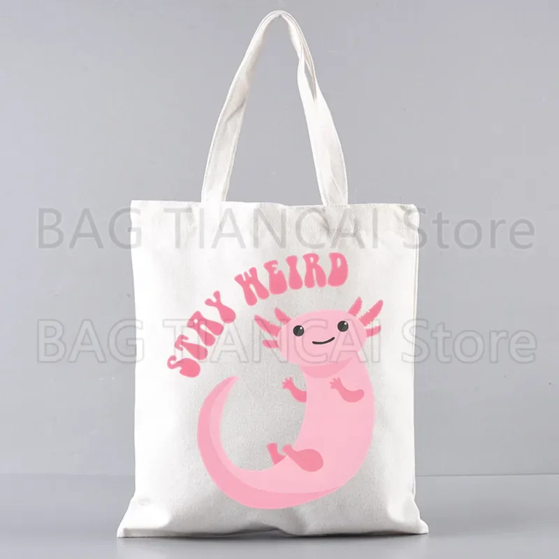 Anatomy of The Mexican Axolotl Shopper Bags Anime Kawaii Women Resuable Tote Bag Harajuku Large Capacity Shopping Bag