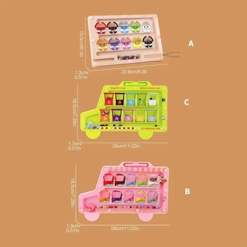 Puzzle apprendimento in età prescolare Giocattolo cognitivo Giocattolo magnetico perline da passeggio Labirinto per colori