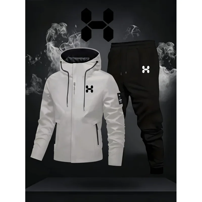 

Windproof Waterproof Warm Outdoor Clothing Hooded Windbreaker Two-Piece Pants Set All-Matching Sports Suit Tracksuit Joggers Men