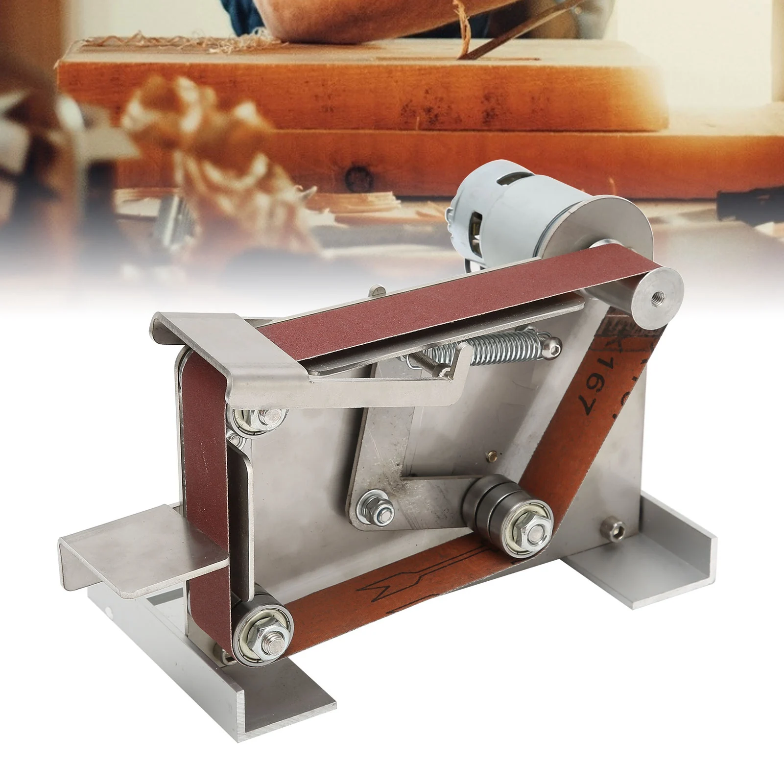 Mini Belt Machine AC DIY Electric Sander Desktop Anti Skid Drive Wheel High Power Motor Portable Polishing Grinder Accessories