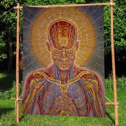 Alex Grey Trippy Psychedelic flag HiP Tapestry Wall Hanging Modern Art Home Outdoor Camping Decoration