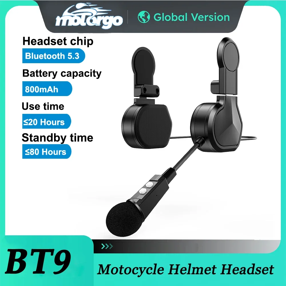 Motorrad-Bluetooth-Headset mit Clip-Halterung, Kabelloses Stereo-Motorradhelm-Headset, Musikplayer, Freisprech-Ohrhörer