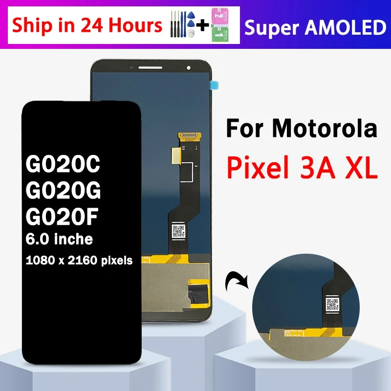 슈퍼 AMOLED 디스플레이 터치 스크린 디지타이저 어셈블리, 구글 픽셀 3a XL 3aXL LCD G020C G020G G020F G020A G020B G020D 