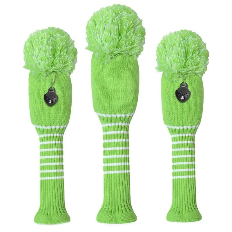 Knit Golf Head Covers 3pcs Golf Head Covers Golf Club Covers Funny Golf Club Sock Covers For Men & Women Wooden Heads