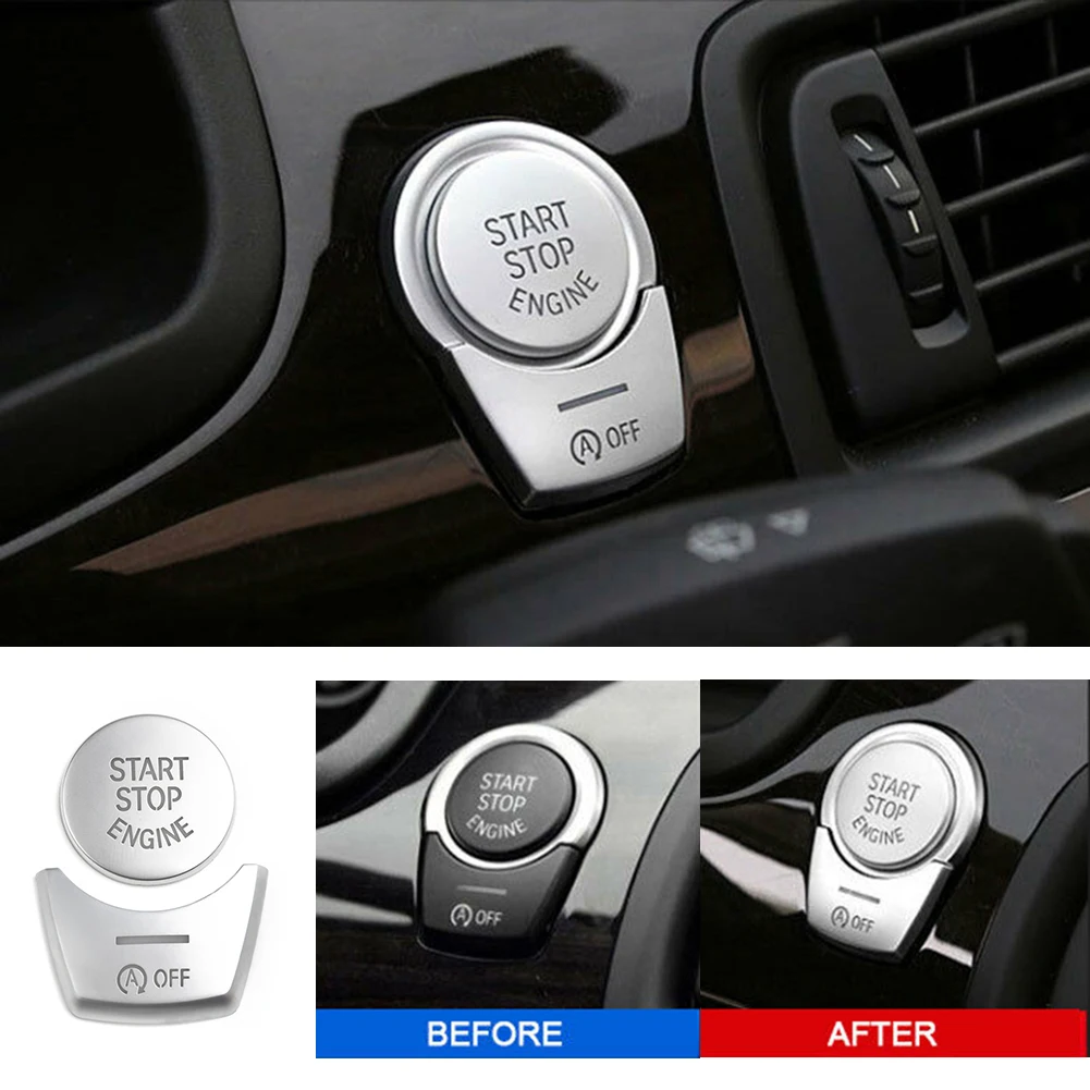 Enhance the Look of Your For BMW 5 Series F10 F07 Keys with Chrome Engine Start Stop Push Switch Button Cover Pack of 2