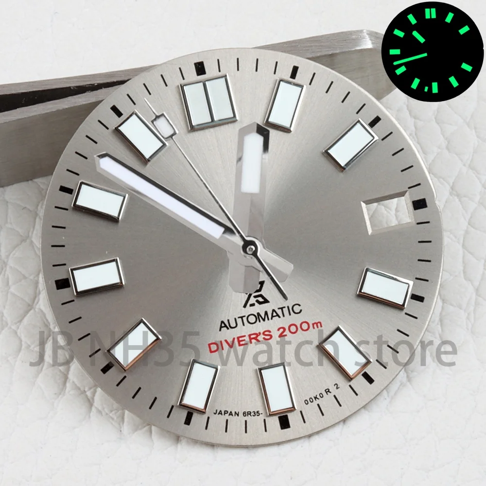 NH35 Dial 28.5mm Watch Face No Logo Sunray 62MAS Prospex Green Luminous Dial For NH35 NH36 Movement Watch Modificaion Accessorie