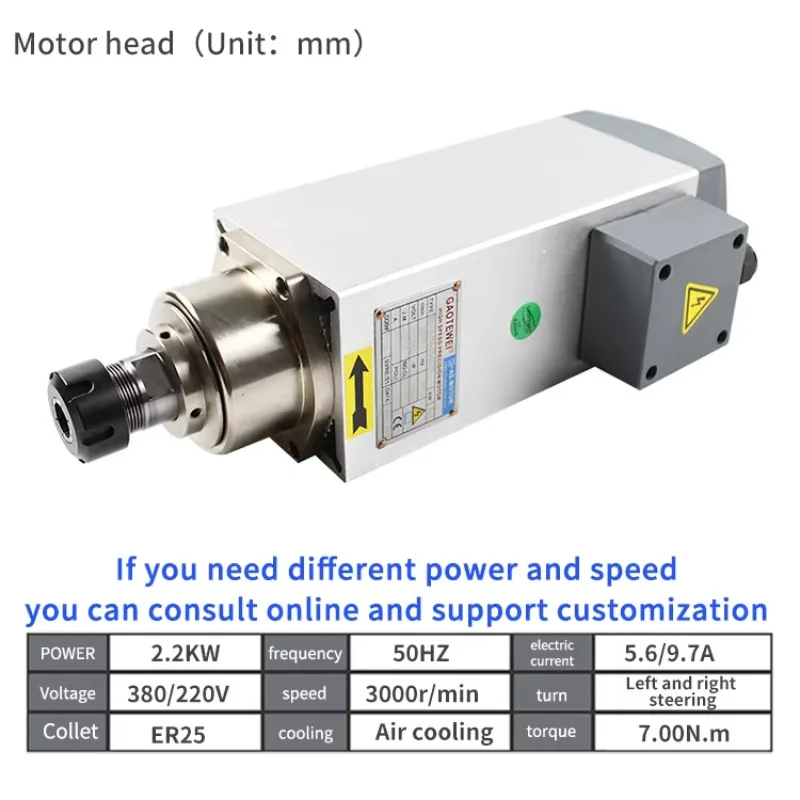 Milling Spindle Saw Blade air Cooled High Speed Cnc Spindle Motor High Speed High Torque 3000rpm Spindle Motor for Cnc