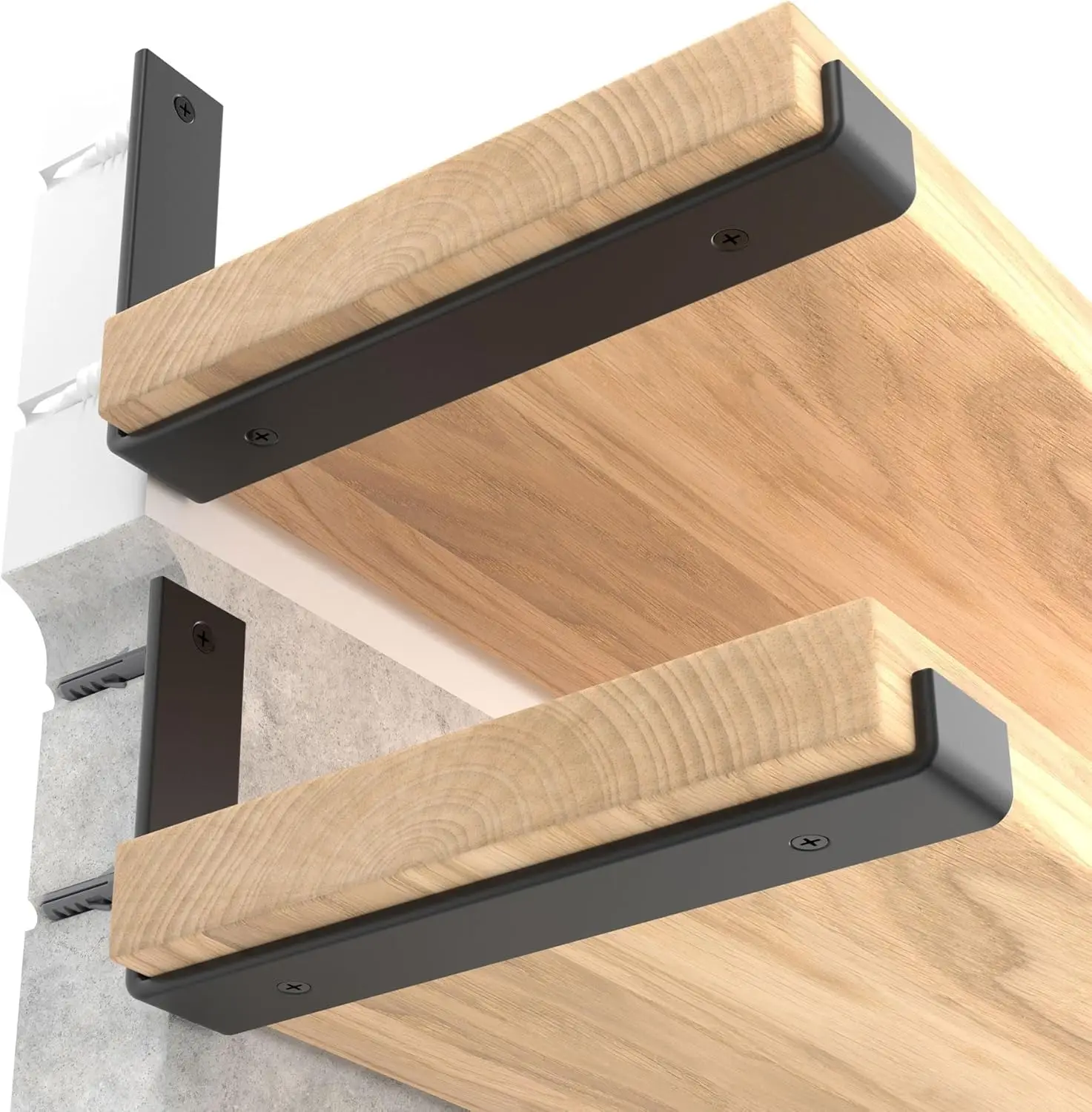 

12 inch Shelf Brackets 12-Pack, Heavy Duty Steel, Black Powder Coated, 80lb Capacity, DIY Floating Shelf Support