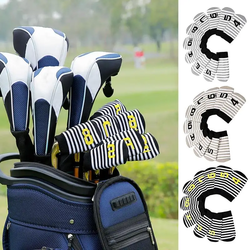 10pcs/set Golf Iron Head Covers Golf Club Head Protectors thickened Knitted Golf Club Head Protector Anti-scratch Cover