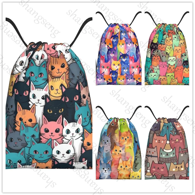 

Cartoon Anime Cat Bicycle backpack, gym drawstring shoe bag, multifunctional sports bag, beach travel backpack kids gift