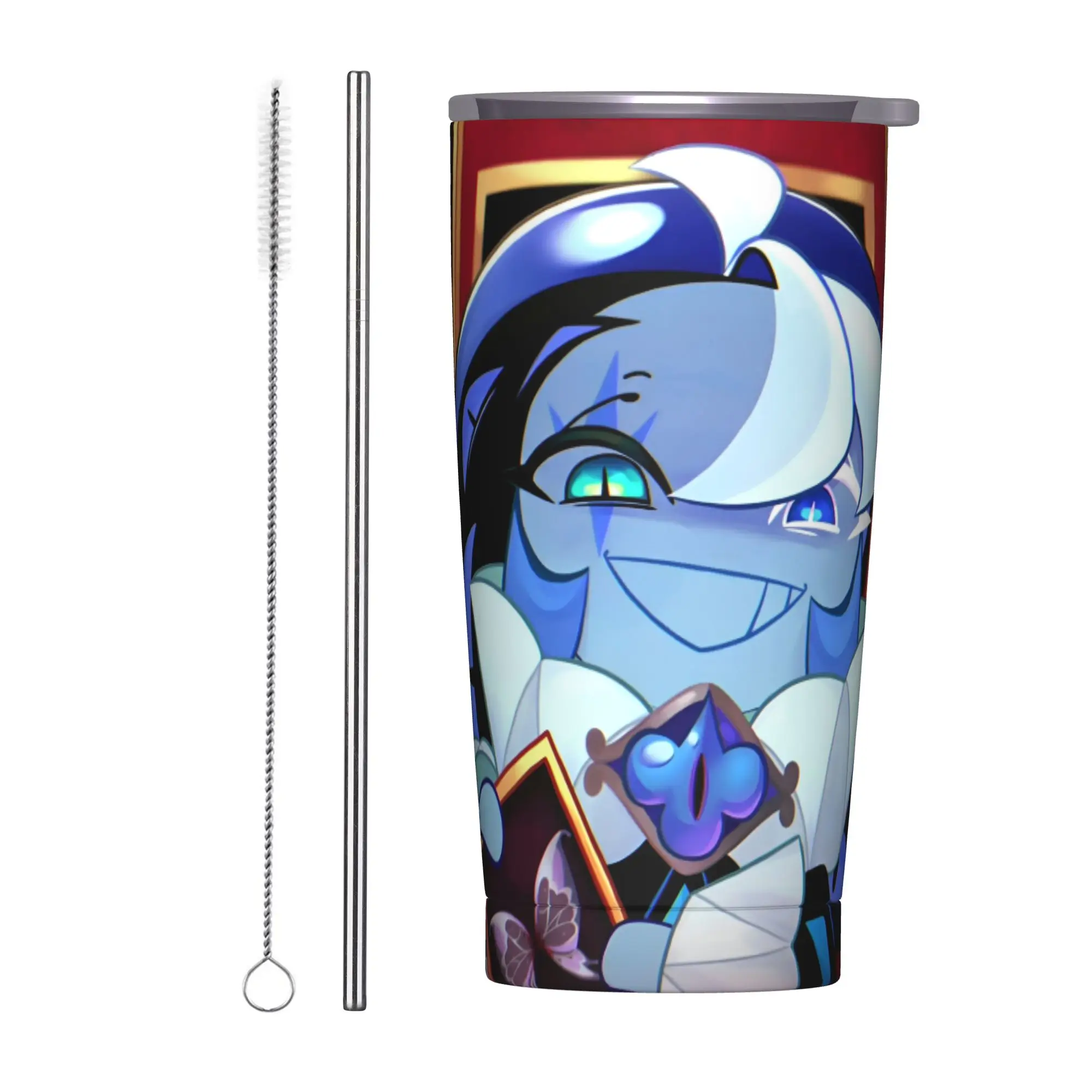 Shadow Milk Cookie Run Kingdom Insulated Tumbler with Straws Cute Cartoon Anime Vacuum Coffee Mugs Double Wall  Bottle Cup, 20oz