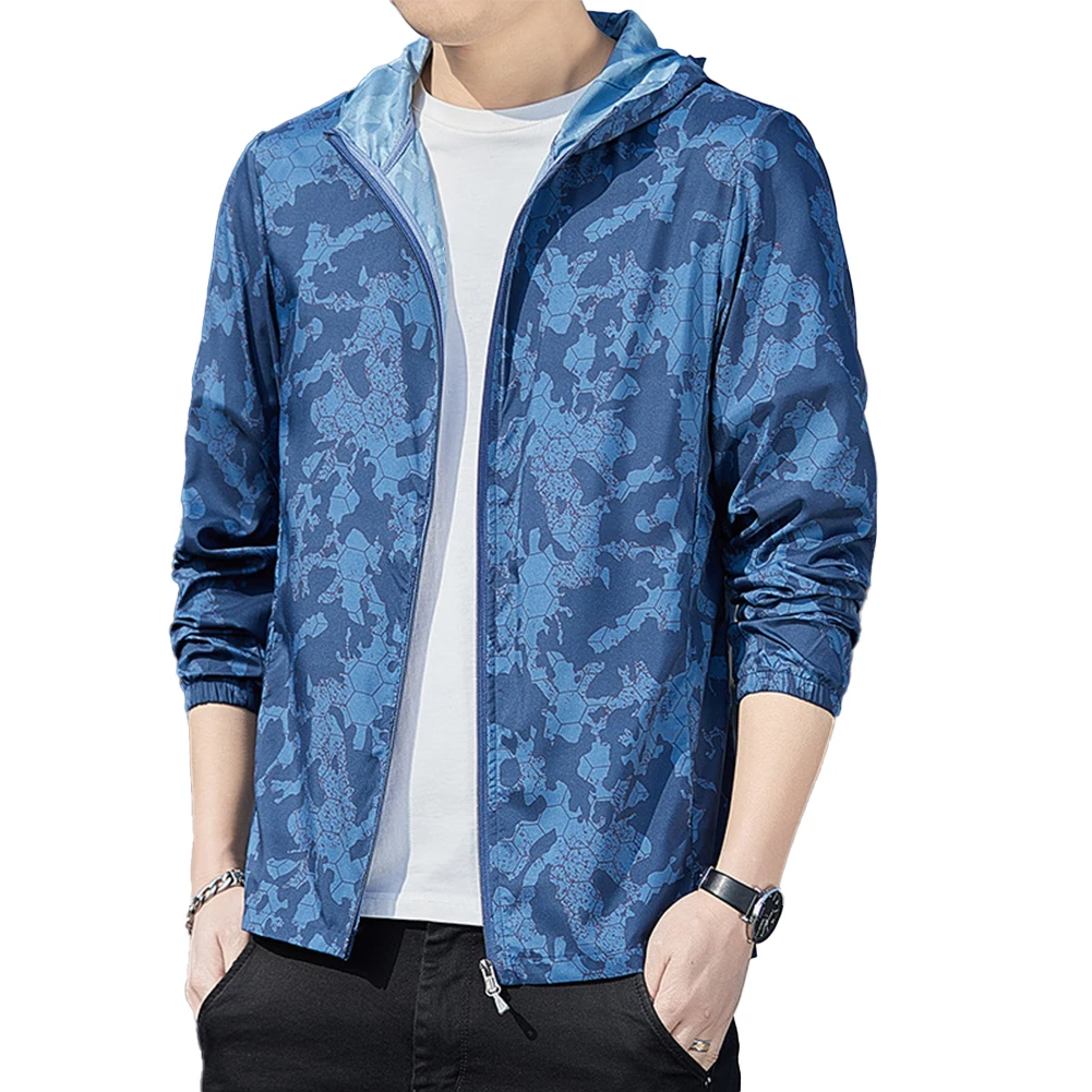 

Breathable Coat Top Mens Outwear Polyester Spring Summer Dark Blue Fall Hooded Light Blue Light Gray Lightweight