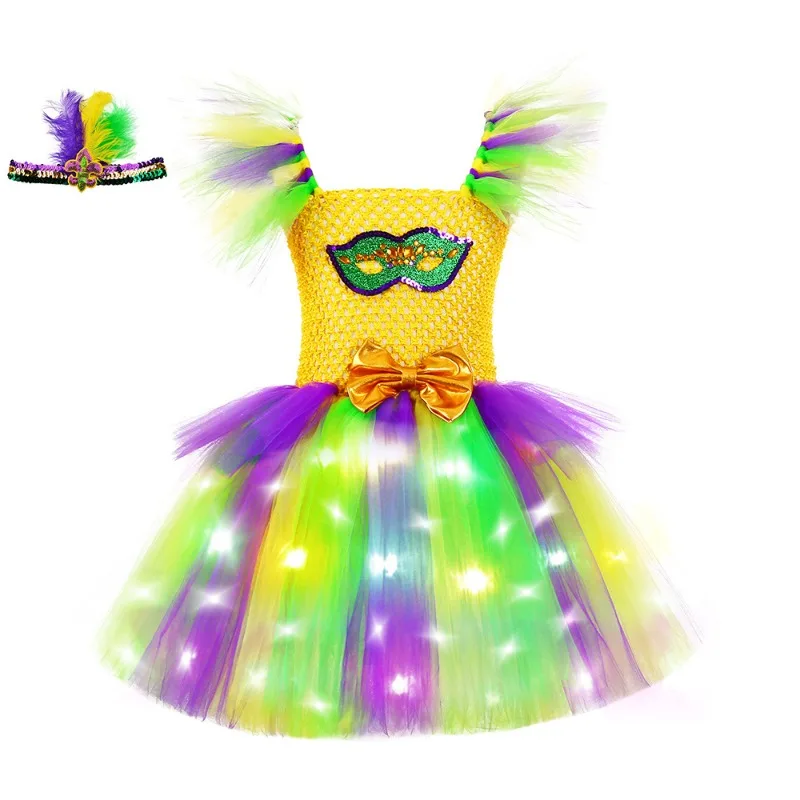 Girls' Glowing Tulle Tutu Dress,  LED Light Dress for Halloween,  Christmas Parties and Dances,  Ideal for Kids' Gatherings